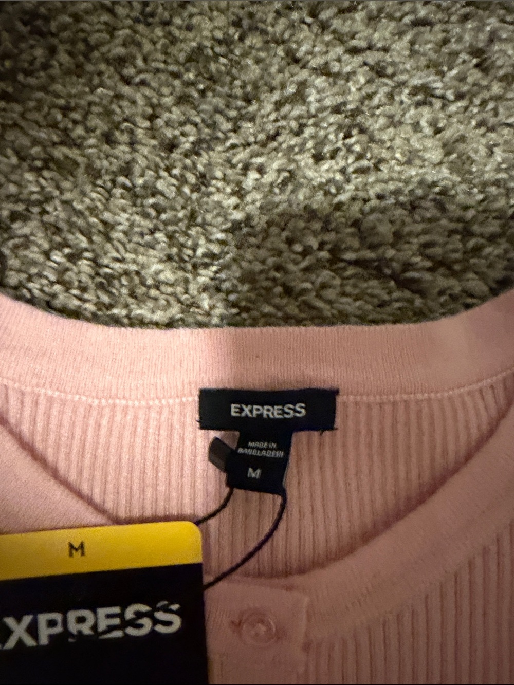 Express Light Pink Ribbed Button-Front Cardigan - Picture 2 of 5